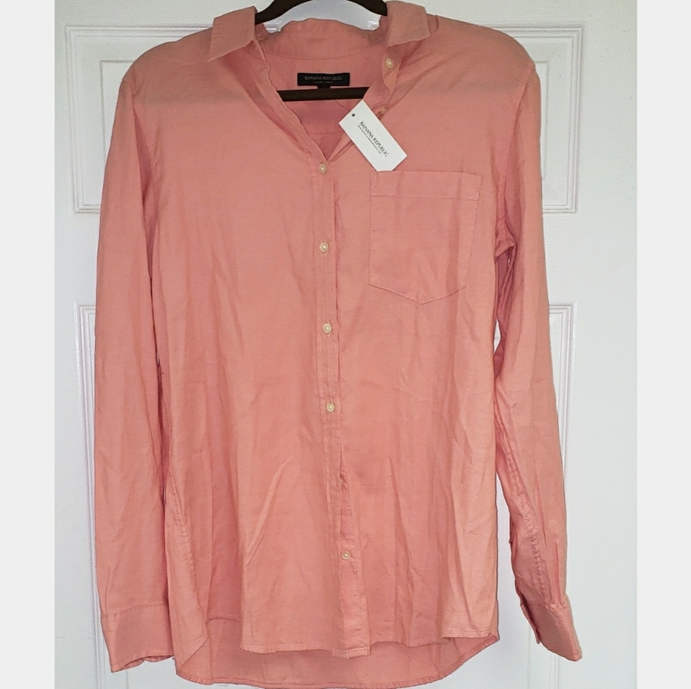 New W/ Tags Banana Republic Pink Button Down L